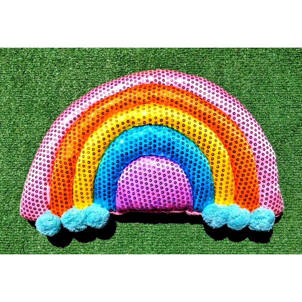Your Zone Rainbow Pillow Sequin Walmart Girls Room Accent Colorful Teen Sparkly